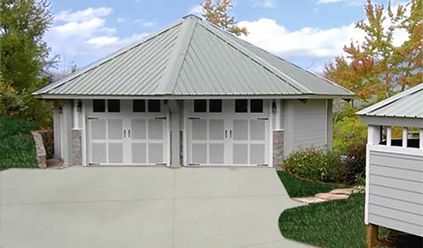 Topsider's two-car prefab garage kits range in size from 475 sq. ft. up to 1,250 sq. ft.