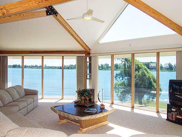 Contemporary Homes Interior Window Design Panoramic View Lakehouse