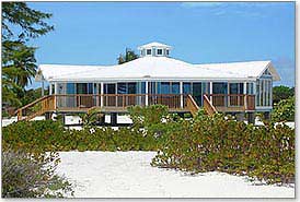 This short pier (stilt) prefabricated hurricane proof house was easily and quickly assembled in a remote Bahamas location.