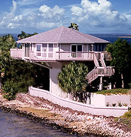 Pedestal design elevated 20-ft. Gulf coast island, Hernando, Florida 