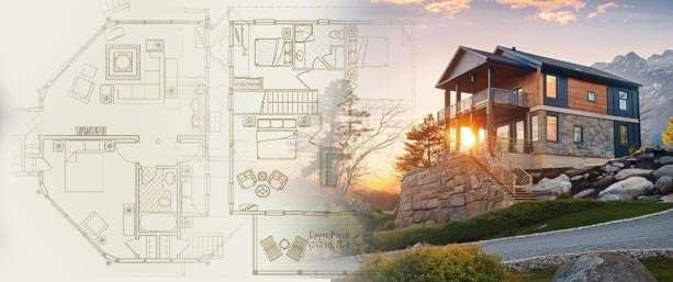 Custom Mountain Home for Sloped Terrain | Adaptable Foundations & Panoramic Views Custom-designed mountain home adaptable to pilings, basements, crawlspaces, or slab foundations.