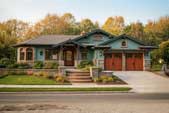 Topsider Home Plan SDC-0402 | Craftsman Asian Signature Design Craftsman ranch home with Asian design accents, stone entry, and timber frame exterior — Topsider's Signature Design Collection plan SDC-0402.