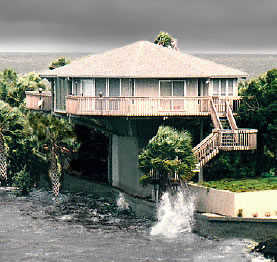 Hurricane proof elevated homes and pedestal houses