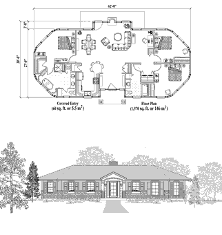 Classic House Plan CM-0204 (1570 Sq. Ft.) 3 Bedrooms 2 Bathrooms