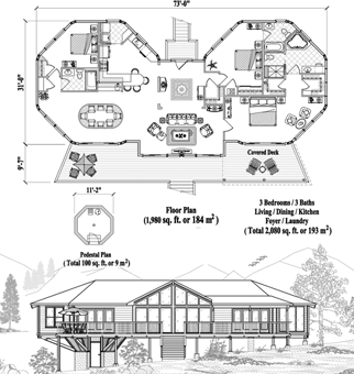 Classic House Plan CM-0317 (2080 Sq. Ft.) 3 Bedrooms 3 Bathrooms