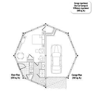 GARAGE APARTMENTS House Plan GA-0301 (800 Sq. Ft.) 1 Bedrooms 1 Bathrooms