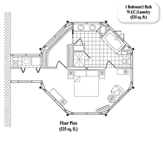MASTER BEDROOMS House Plan MB-0102 (535 Sq. Ft.) 1 Bedrooms 1 Bathrooms