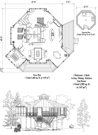 Pedestal House Plan PD-0426 (1585 Sq. Ft.) 2 Bedrooms 2 Bathrooms