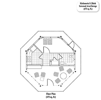 POOL HOUSE / STUDIO House Plan PH-0101 (475 Sq. Ft.) 0 Bedrooms .5 Bathrooms