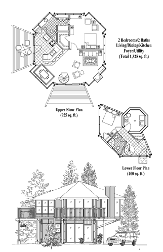 Enclosed Pedestal House Plan PL-0302 (1325 Sq. Ft.) 2 Bedrooms 2 Bathrooms