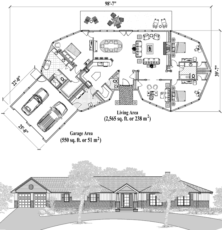 Premiere House Plan: 3 Bedrooms, 2 1/2 Baths, 3115 sq ft [PR-1101]