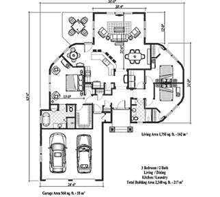 Signature Design House Plan SDC-0303 (2340 Sq. Ft.) 3 Bedrooms 2 Bathrooms