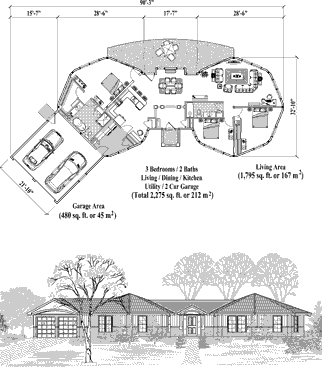 Signature Design House Plan SDC-0305 (2275 Sq. Ft.) 3 Bedrooms 2 Bathrooms