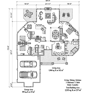 Signature Design House Plan SDC-0405 (2555 Sq. Ft.) 3 Bedrooms 2 Bathrooms