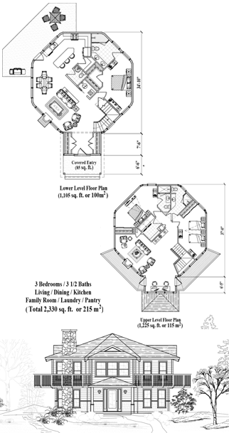 Two-Story House Plan TS-0408 (2330 Sq. Ft.) 3 Bedrooms 3.5 Bathrooms