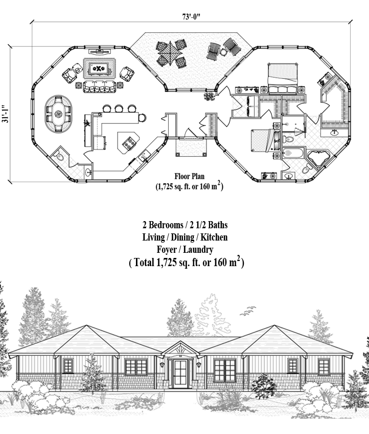 Prefab Classic House Plan - CM-0318 (1725 sq. ft.) 3 Bedrooms, 2 1/2 Baths