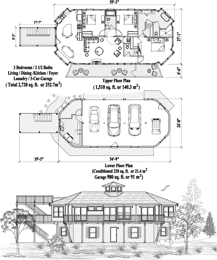 Prefab Two-Story House Plan - TS-0223 (2720 sq. ft.) 3 Bedrooms, 2 1/2 Baths